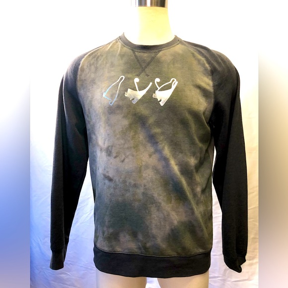 Raglan sleeve sweatshirt with Chrome Ancient Egyptian crowns sz Large Green Grey - Picture 4 of 16